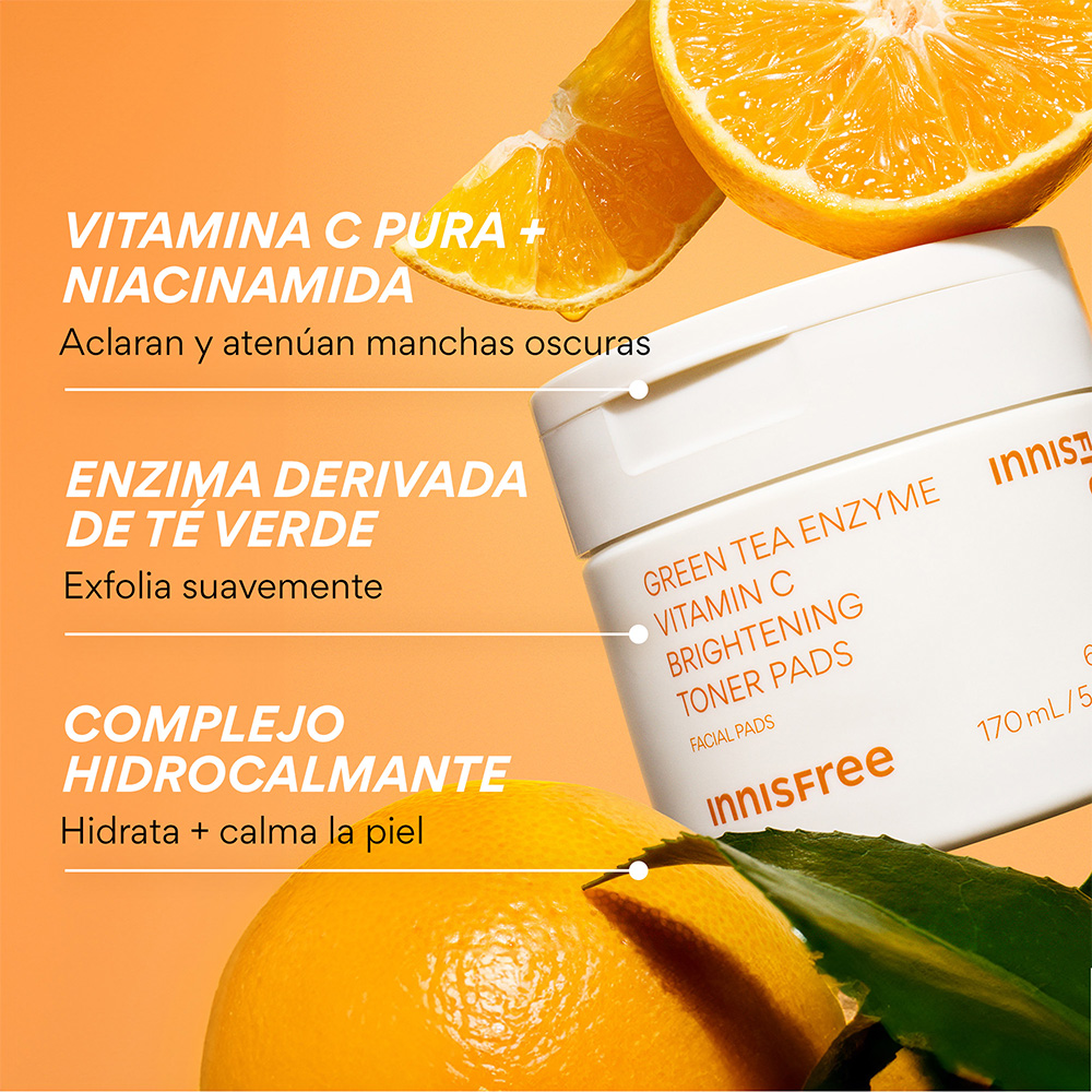 DAILY VITAMIN C KOREAN BRIGHTENING TONER PADS WITH NIACINAMIDE FOR DARK SPOTS (PADS DE T&Oacute;NICO CON VITAMINA C)